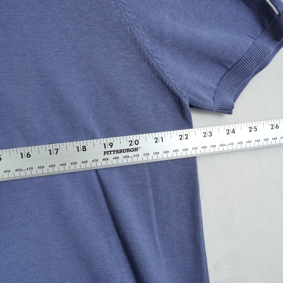 Ron Dorff Men's Silk Blend Short Sleeve Quarter Zip Knit Polo Shirt Blue XXL - Picture 4 of 9